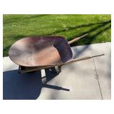 Wood-Handled Wheelbarrow with Steel Tub - Single-Wheel Yard Tool
