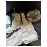 Outdoor Hunting Vest & Camouflage Boonie Hat Bundle (Lot of 2)