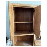 Blackhawk Furniture Oak Finish Wardrobe / Wall Cabinet with Center Mirror - queen sz mattress & frame optional