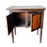 LR - Vintage Wooden Cabinet with Double Doors and Turned Legs