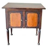 LR - Vintage Wooden Cabinet with Double Doors and Turned Legs