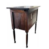 LR - Vintage Wooden Cabinet with Double Doors and Turned Legs