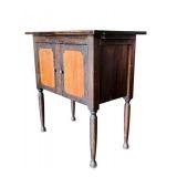 LR - Vintage Wooden Cabinet with Double Doors and Turned Legs