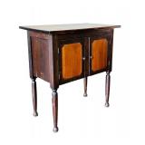 LR - Vintage Wooden Cabinet with Double Doors and Turned Legs