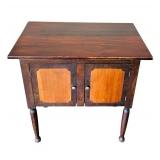 LR - Vintage Wooden Cabinet with Double Doors and Turned Legs