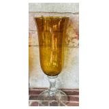LR - Set of 3 Amber Glass Pedestal Vases
