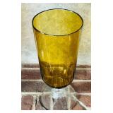 LR - Set of 3 Amber Glass Pedestal Vases