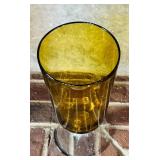 LR - Set of 3 Amber Glass Pedestal Vases