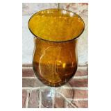 LR - Set of 3 Amber Glass Pedestal Vases