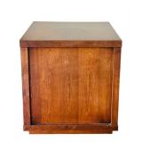 LR - Square Wood End Table with Geometric Accents