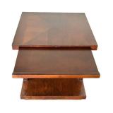 LR - Square Wood End Table with Geometric Accents