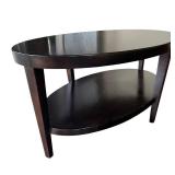 LR - Oval Wood Coffee Table with Shelf