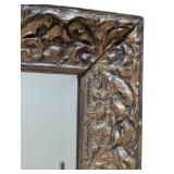 UL - Gold Painted Wood Wall Mirror, Ornate Carved Frame