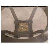 LL - Round Glass Top Dining Table with Ornate Black Base