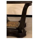 LL - Round Glass Top Dining Table with Ornate Black Base
