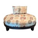 LL - Floral Upholstered Oval Ottoman - Accent Pillows Included