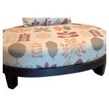 LL - Floral Upholstered Oval Ottoman - Accent Pillows Included