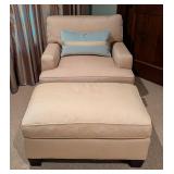 LL - Baker Furniture Armchair & Ottoman - Neutral Fabric