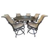 Tropitone Patio Round Table & Swivel Chairs Dining Set - 62.5 Inch Table, 36 Inch High
