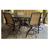 Tropitone Patio Round Table & Swivel Chairs Dining Set - 62.5 Inch Table, 36 Inch High