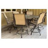 Tropitone Patio Round Table & Swivel Chairs Dining Set - 62.5 Inch Table, 36 Inch High
