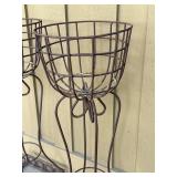Pair of Wrought Iron Planters on Stands - Patina Finish