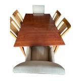 Ethan Allen Dining Room Table Set with 2 Leaves, 6 Chairs
