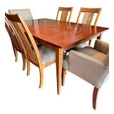 Ethan Allen Dining Room Table Set with 2 Leaves, 6 Chairs