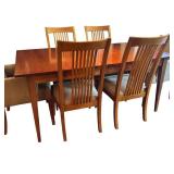 Ethan Allen Dining Room Table Set with 2 Leaves, 6 Chairs