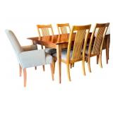 Ethan Allen Dining Room Table Set with 2 Leaves, 6 Chairs