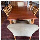 Ethan Allen Dining Room Table Set with 2 Leaves, 6 Chairs