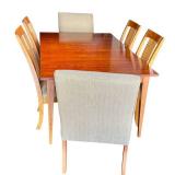 Ethan Allen Dining Room Table Set with 2 Leaves, 6 Chairs