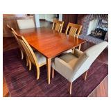 Ethan Allen Dining Room Table Set with 2 Leaves, 6 Chairs