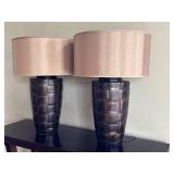 LR - Pair of 30-Inch Decorative Table Lamps with Drum Shades