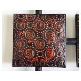 G - Pair of 27 by 27 Inches Embossed Metal Wall Hangings