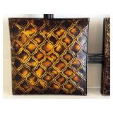 G - Pair of 27 by 27 Inches Embossed Metal Wall Hangings