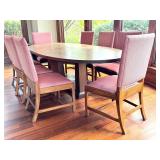 Dining Table Set with 8 Upholstered Chairs