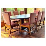 Dining Table Set with 8 Upholstered Chairs