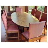 Dining Table Set with 8 Upholstered Chairs