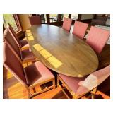Dining Table Set with 8 Upholstered Chairs