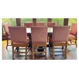 Dining Table Set with 8 Upholstered Chairs