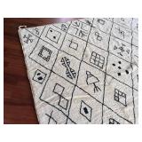 Vintage Handwoven Moroccan Berber Wool Rug 9'x8' - Tribal Pattern