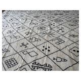 Vintage Handwoven Moroccan Berber Wool Rug 9'x8' - Tribal Pattern