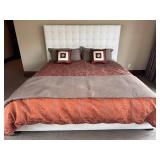 Ethan Allen King Size Upholstered Tufted Headboard with Bedding