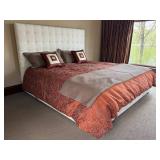 Ethan Allen King Size Upholstered Tufted Headboard with Bedding