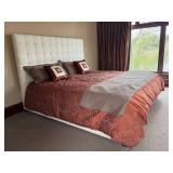 Ethan Allen King Size Upholstered Tufted Headboard with Bedding
