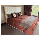 Ethan Allen King Size Upholstered Tufted Headboard with Bedding