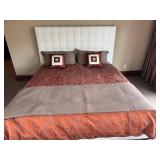 Ethan Allen King Size Upholstered Tufted Headboard with Bedding