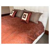 Ethan Allen King Size Upholstered Tufted Headboard with Bedding