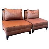 LL - Pair of Swaim Vintage Armless Upholstered Chairs